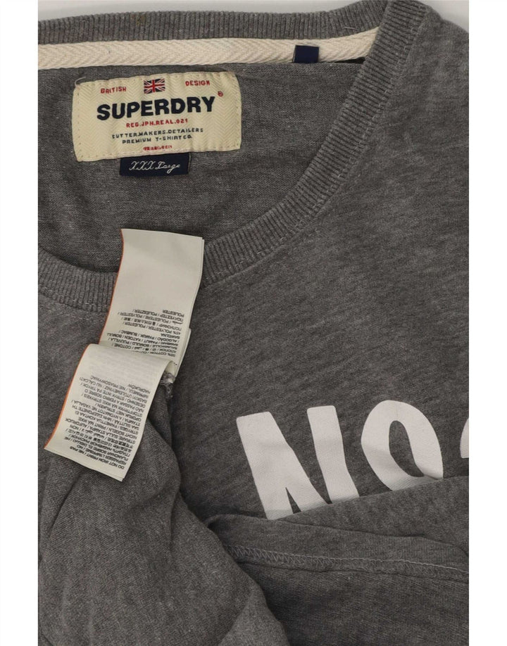 Superdry Hombre Gráfico Top Manga Larga 3XL Algodón Gris