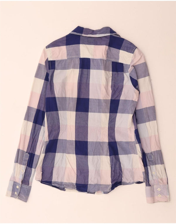 TOMMY HILFIGER Camisa de corte clásico para mujer UK 10 Small Blue Check Cotton