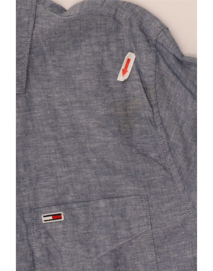 Tommy Hilfiger Camisa regular fit para hombre de algodón azul medio