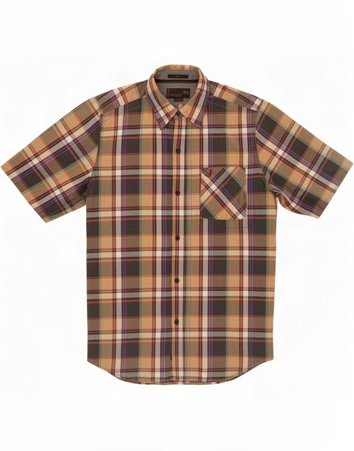 Camisa Marlboro Classics Mujer Manga Corta Cuadros Beige Medio