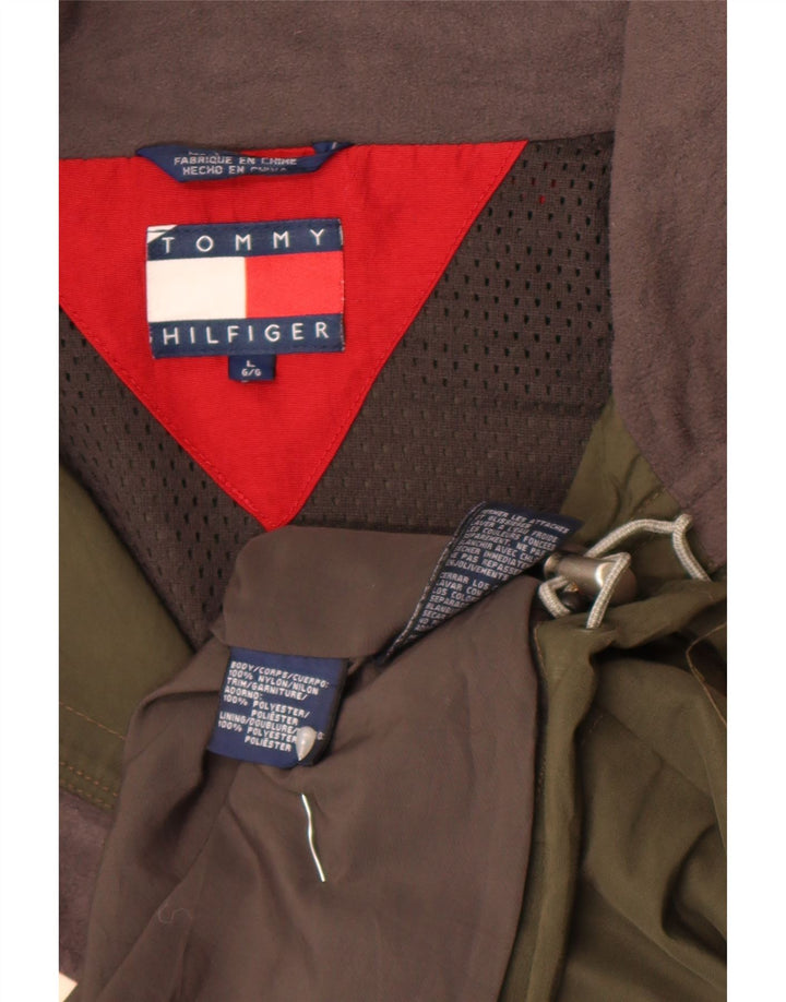 Tommy Hilfiger Chaqueta utilitaria para hombre UK 40 Large Caqui Colorblock Poliéster