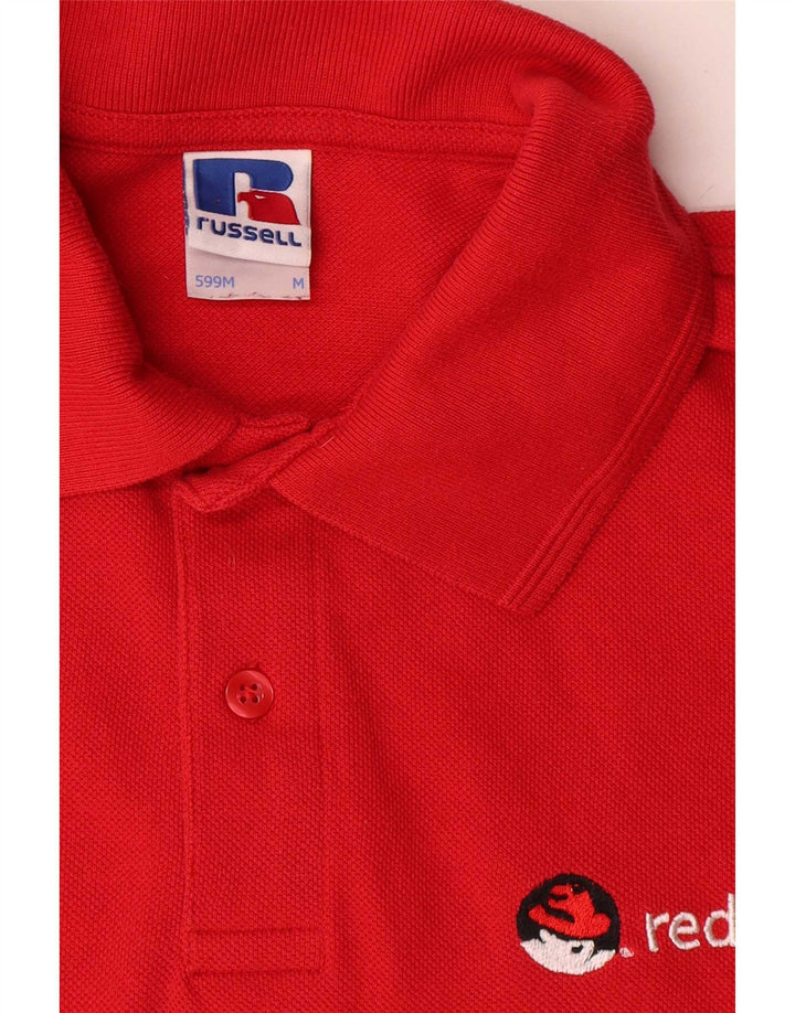 Russell Athletic Polo gráfico para hombre de algodón rojo mediano