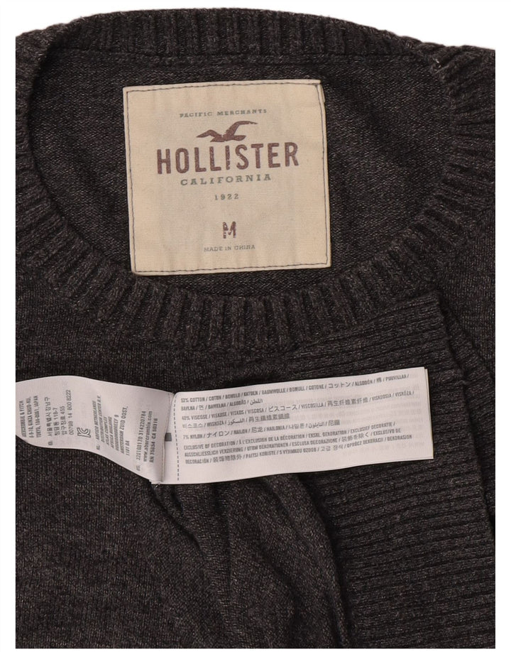 Jersey Hollister Hombre con cuello redondo y cuello redondo de algodón gris medio