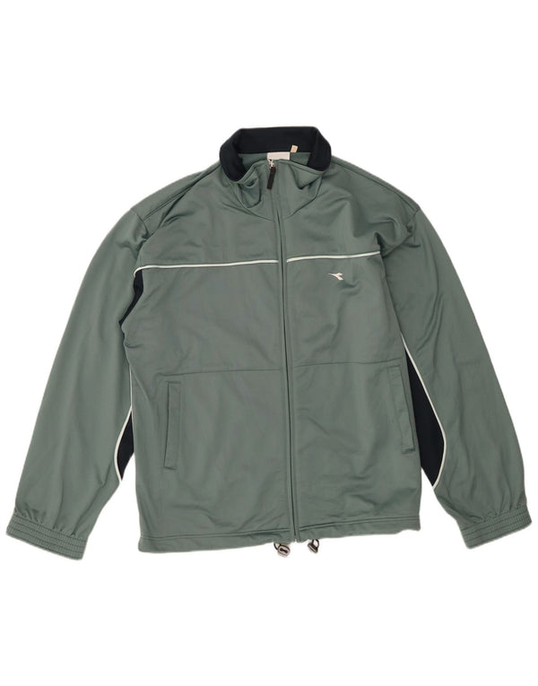 Diadora Chaqueta de chándal para hombre IT 48 Poliéster color block verde medio