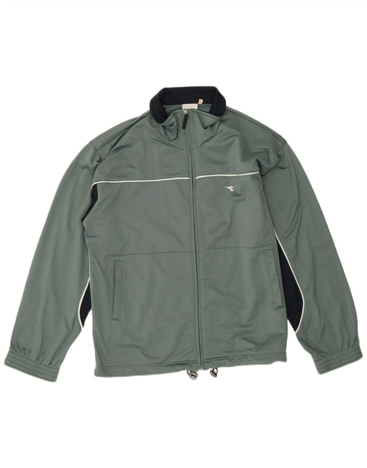 Diadora Chaqueta de chándal para hombre IT 48 Poliéster color block verde medio