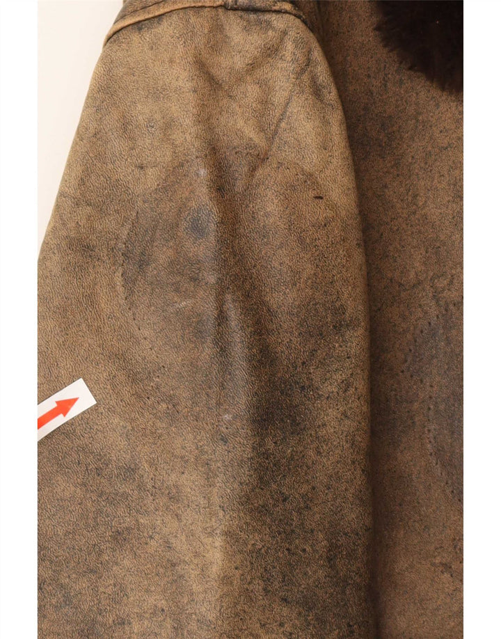 Schott Chaqueta de aviador de vuelo de cuero gráfico para hombre UK 42 XL Cuero marrón