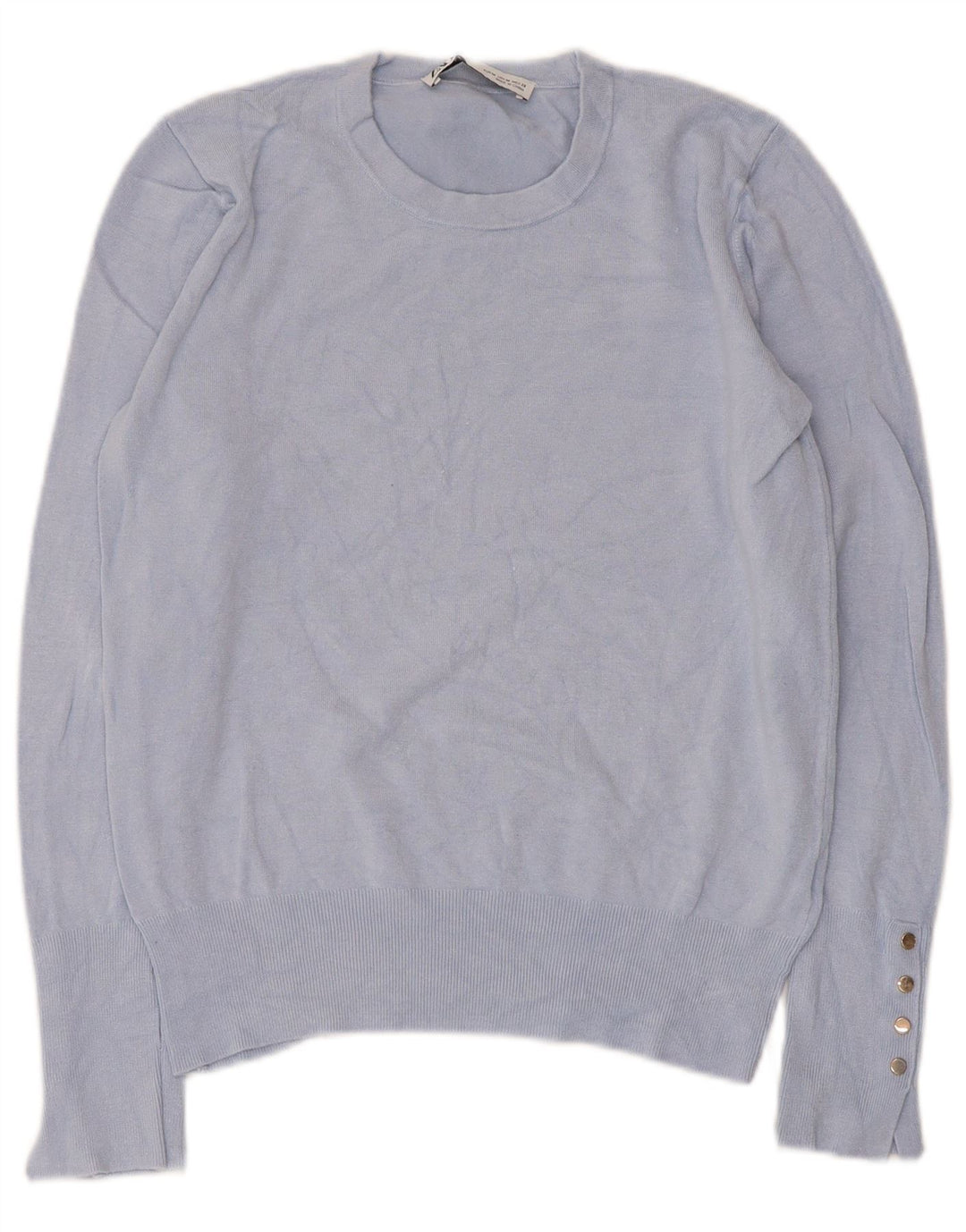 Zara - Jersey de cuello redondo para mujer, talla 40, color azul medio