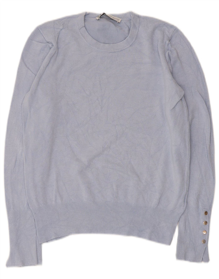Zara - Jersey de cuello redondo para mujer, talla 40, color azul medio