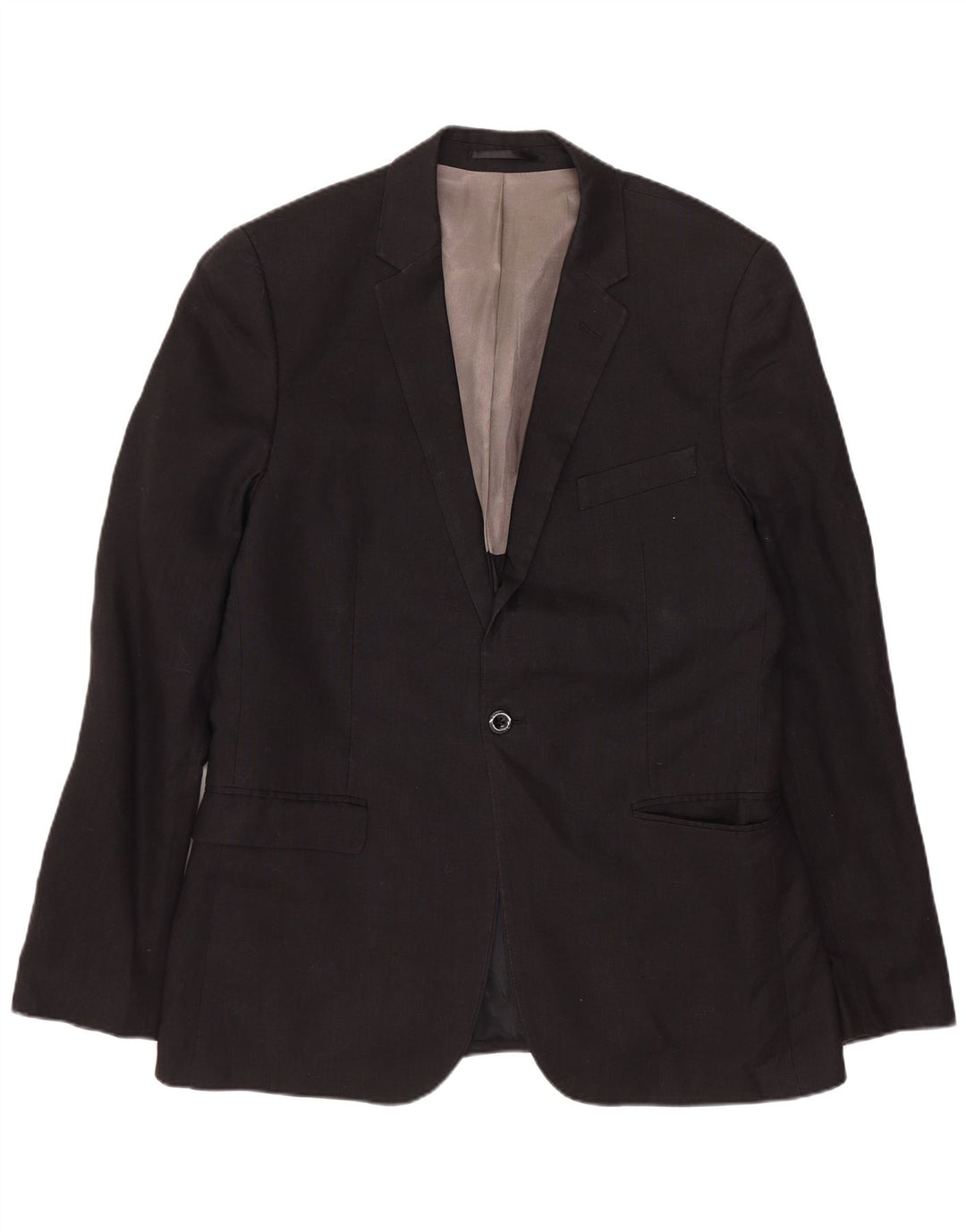 DKNY Chaqueta tipo blazer entallada con 1 botón para hombre UK 40 Large Lana negra