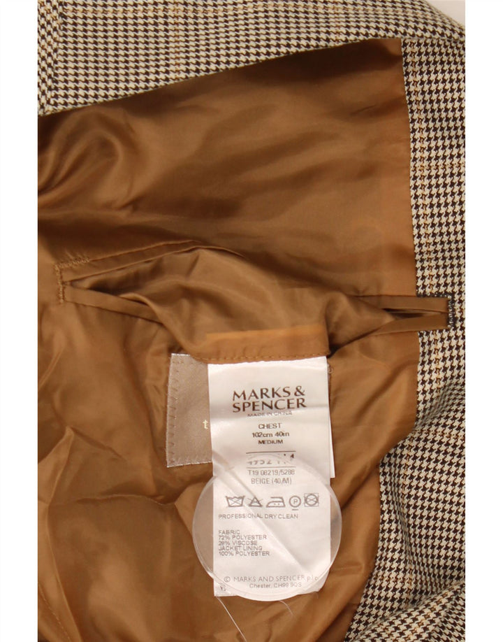 Marks & Spencer Chaqueta tipo blazer de 2 botones para hombre UK 40 Marrón medio Pata de gallo
