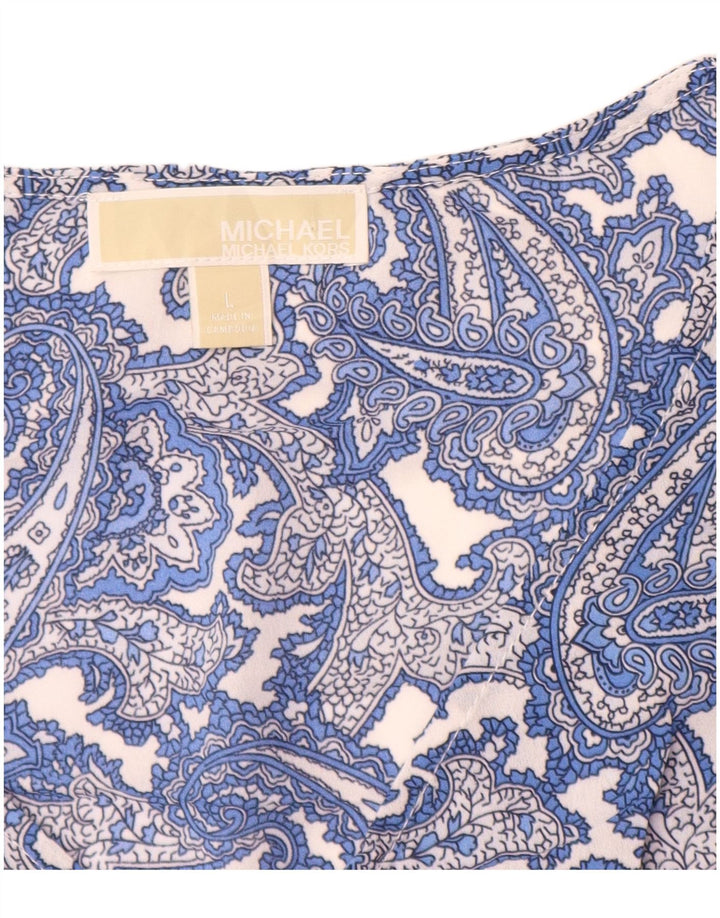 MICHAEL KORS Blusa sin mangas para mujer UK 46 Large Blue Paisley