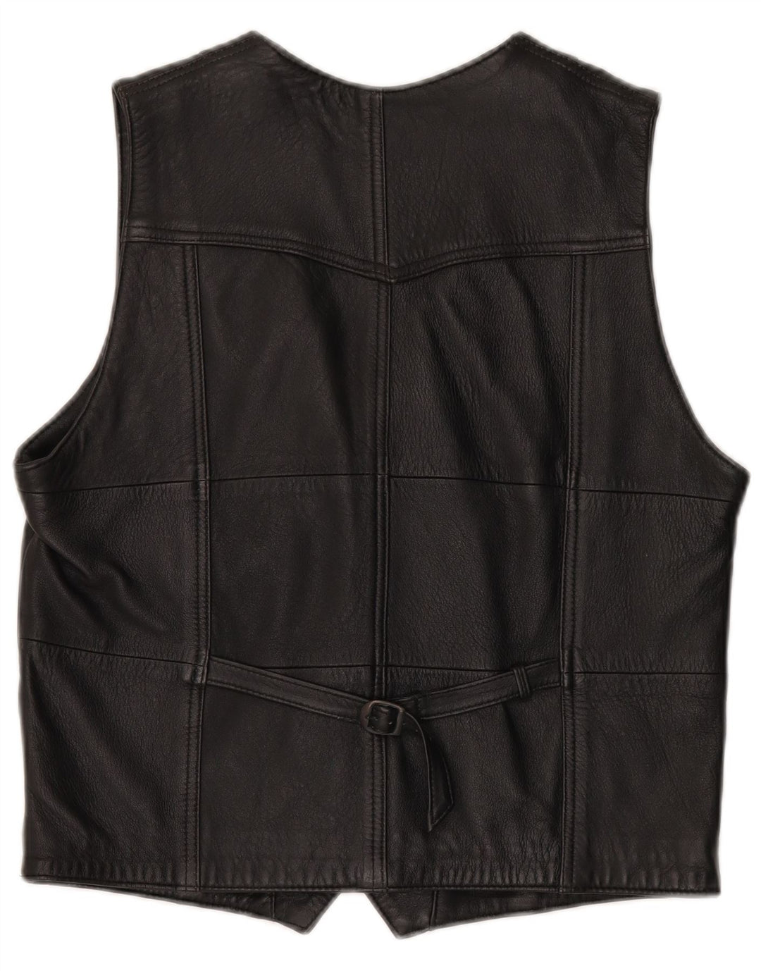 Chaleco de cuero vintage para hombre IT 48 cuero negro medio