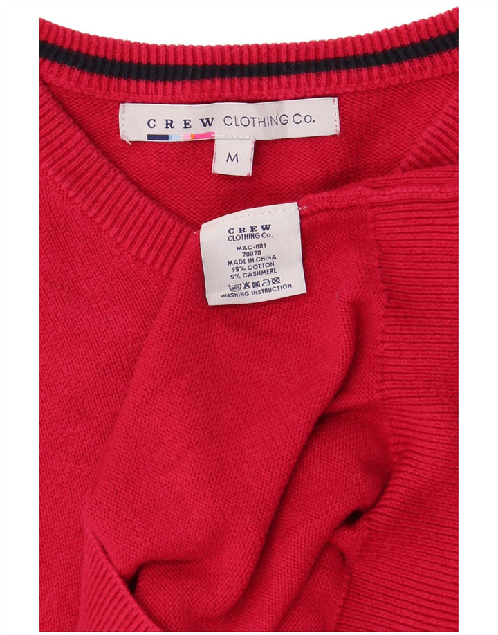 Crew Clothing - Jersey con cuello en V para hombre, color rojo medio, algodón