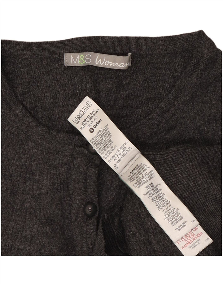 Marks & Spencer Suéter tipo cárdigan corto para mujer UK 44 Viscosa gris medio