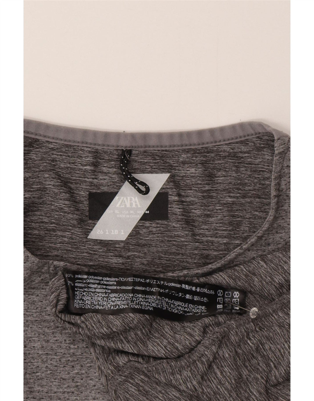 Zara Hombre Top Manga Larga XL Gris Poliéster