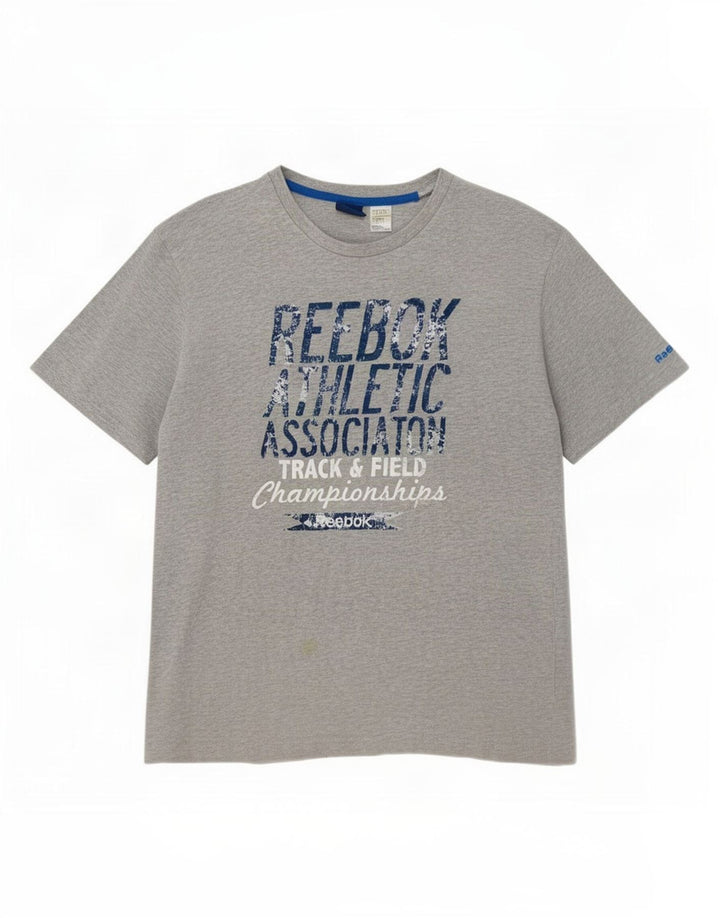 Adidas Hombre Camiseta Gráfica Top Algodón Gris Medio