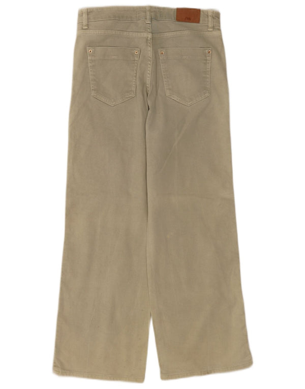 Zara Jeans De Pierna Ancha Para Mujer EU 36 XS W26 L28 Algodón Beige