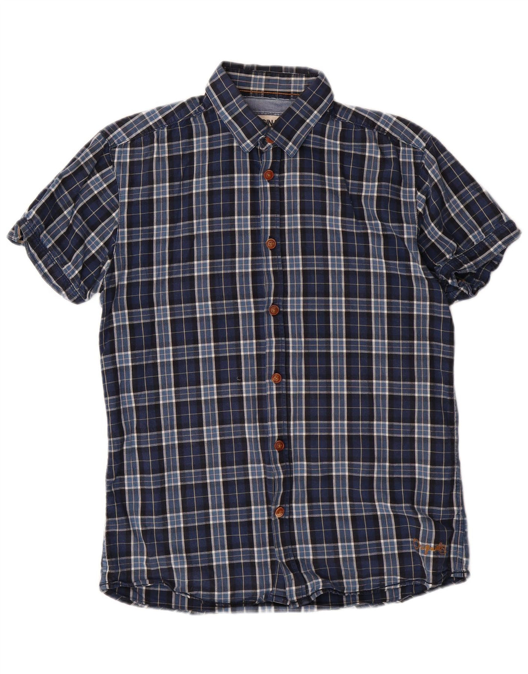 Jack & Jones Hombre Camisa De Cuadros De Algodón A Cuadros Azul Medio