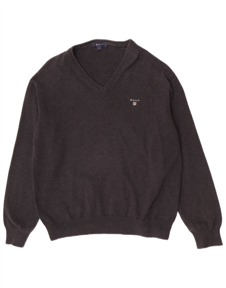 Gant Jersey con cuello en V para hombre, talla grande, algodón gris