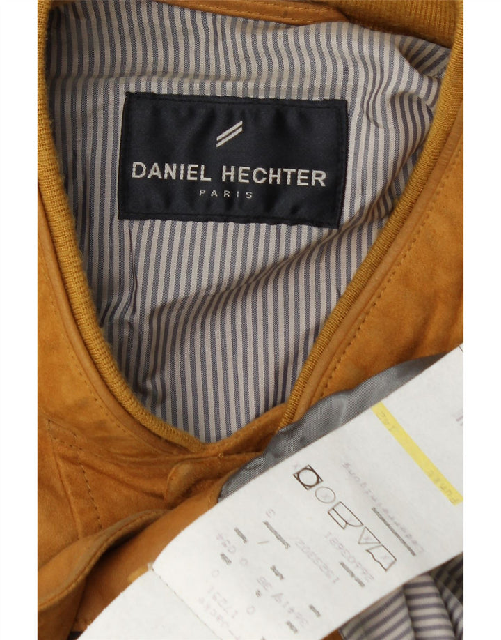 Daniel Hechter Chaqueta bomber de ante para hombre IT 54 2XL Cuero amarillo