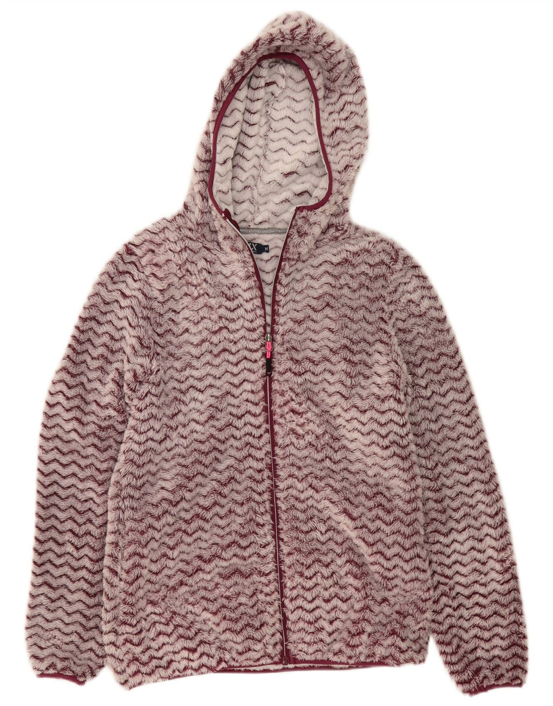 Avirex Chaqueta polar con capucha para mujer UK 12 Poliéster Chevron burdeos mediano