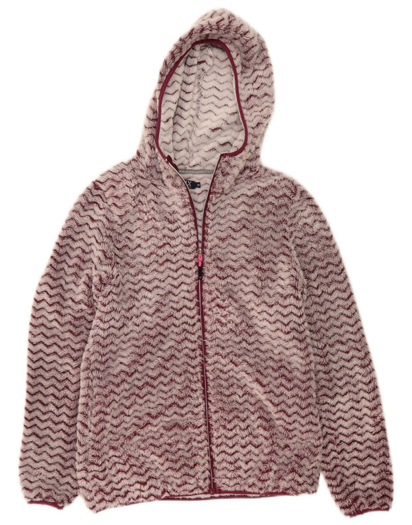 Avirex Chaqueta polar con capucha para mujer UK 12 Poliéster Chevron burdeos mediano