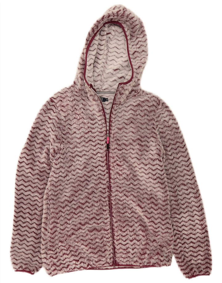 Avirex Chaqueta polar con capucha para mujer UK 12 Poliéster Chevron burdeos mediano