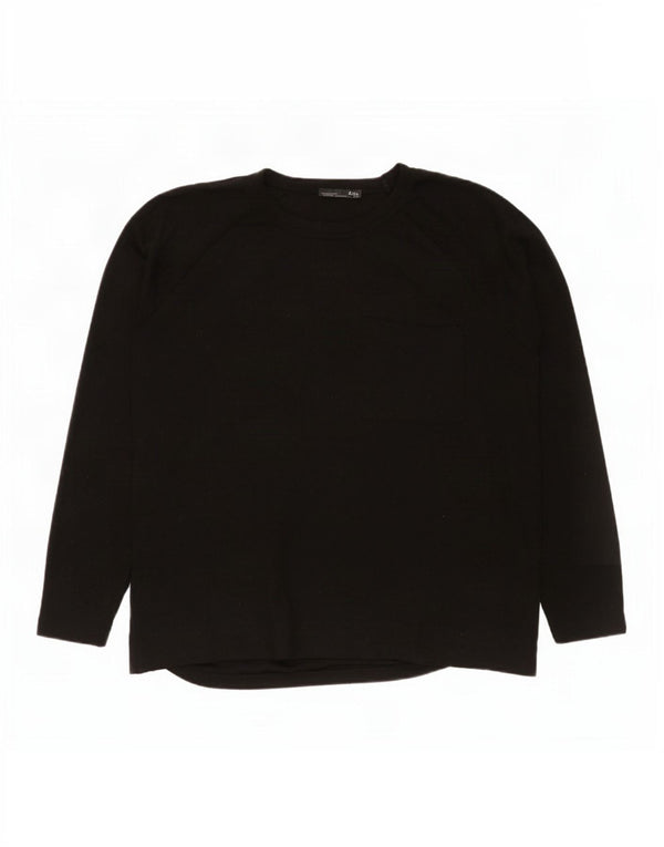 Zara Mujer Top Extragrande Manga Larga UK 10 Small Negro