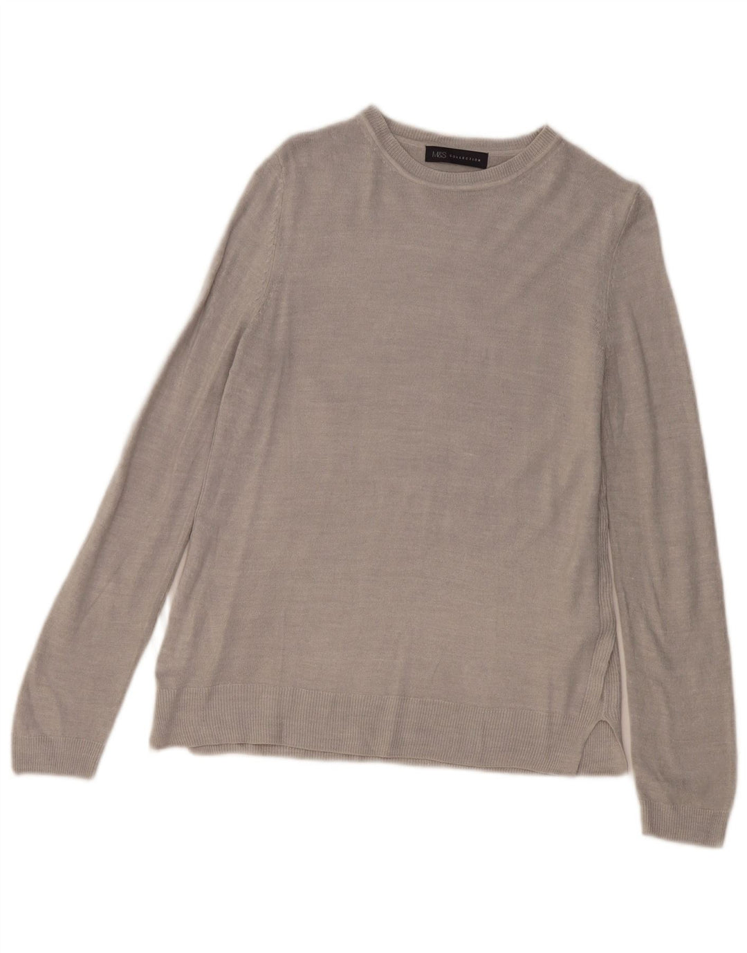 MARKS & SPENCER Suéter tipo jersey con cuello barco para mujer Reino Unido 12 Acrílico gris medio