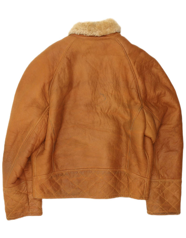 VINTAGE Chaqueta de piel de oveja para hombre IT 48 Piel de oveja beige mediana
