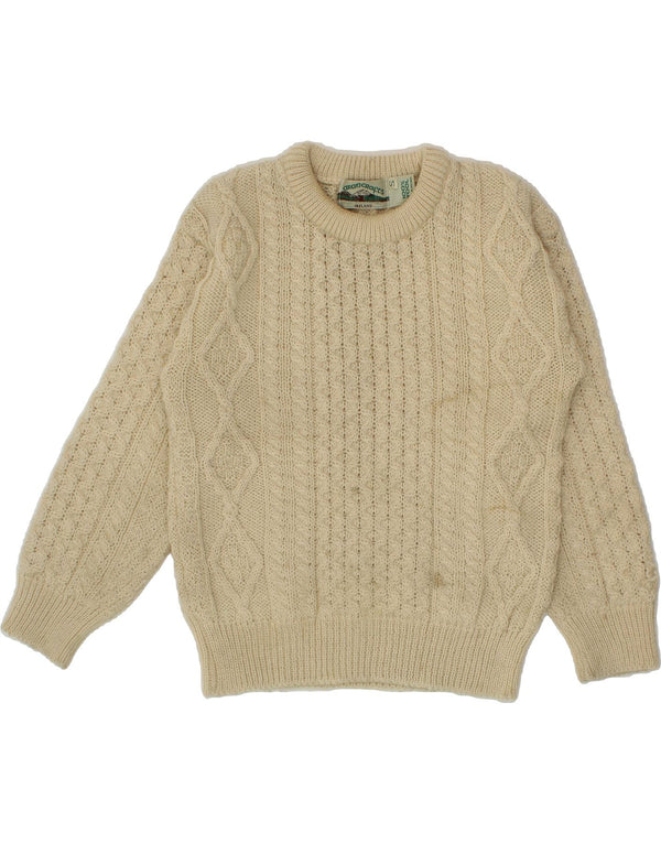 ARANCRAFTS Suéter tipo jersey para mujer con cuello barco UK 10 Small Beige Wool