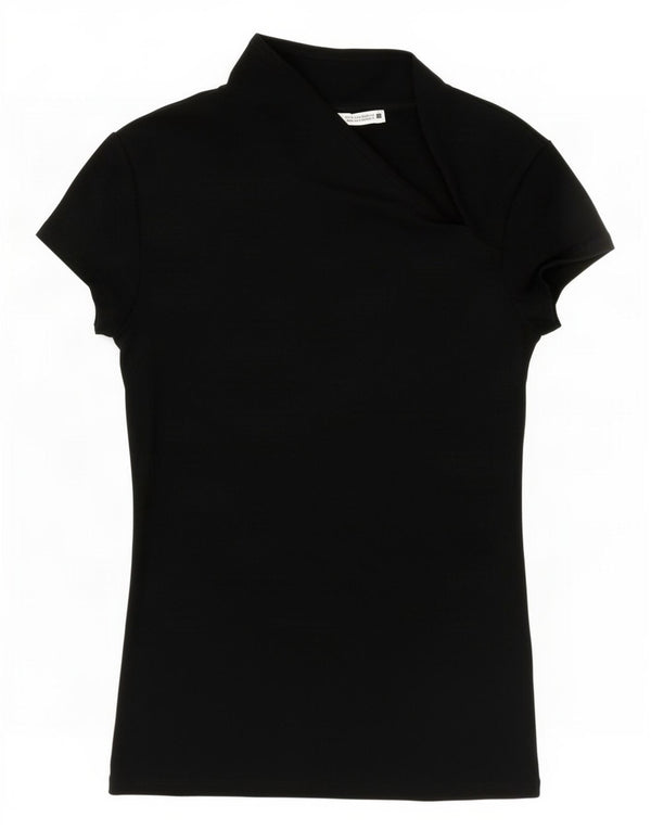 Zara Mujer Blusa Top UK 8 Small Azul Marino Algodón