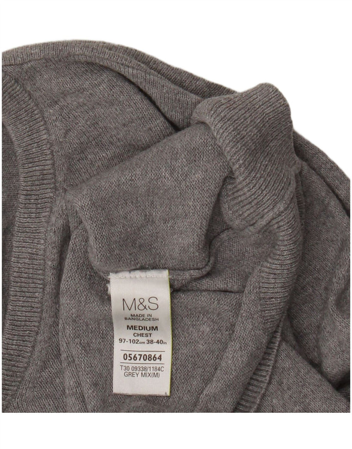 Marks & Spencer Jersey con cuello en V para hombre de algodón gris medio