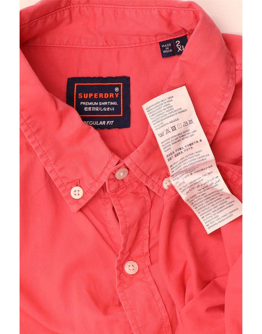 Superdry Camisa Regular Fit Para Hombre 2XL Algodón Rojo