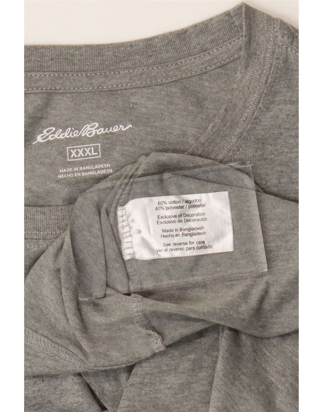 Eddie Bauer Camiseta Hombre Top 3XL Gris Algodón