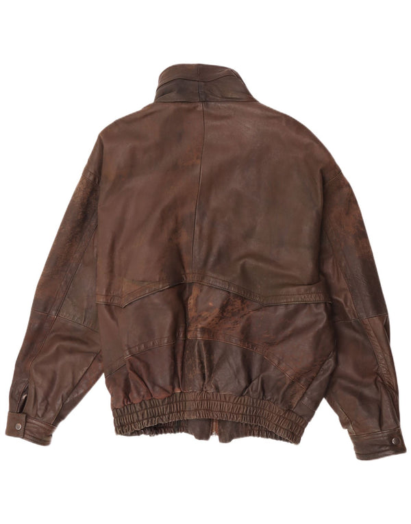 Chaqueta de cuero vintage para hombre Reino Unido 42 XL Marrón