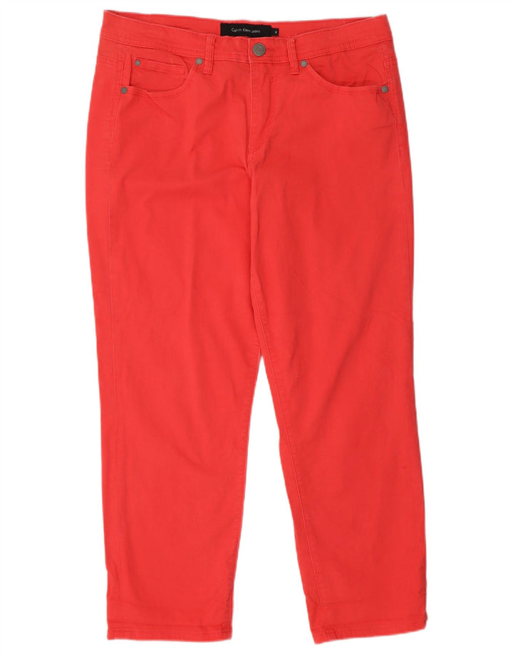 CALVIN KLEIN Vaqueros ajustados para mujer US 12 Grande W32 L27 Rojo