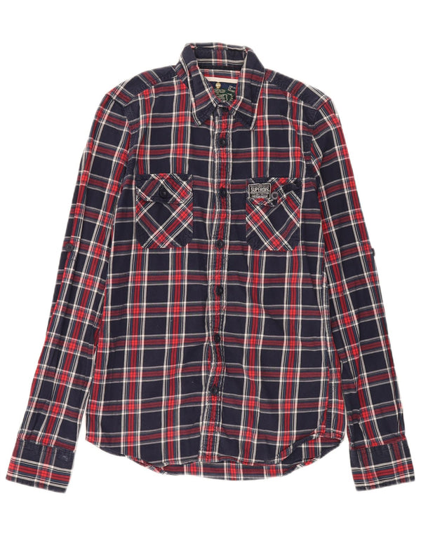 Superdry Camisa De Franela De Algodón A Cuadros Azul Marino Pequeño