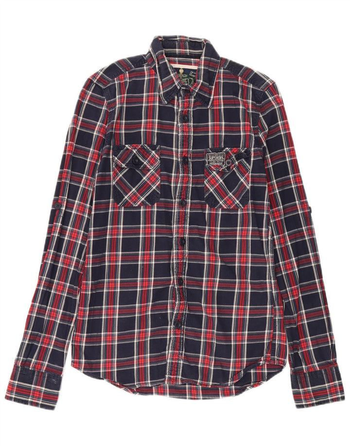 Superdry Camisa De Franela De Algodón A Cuadros Azul Marino Pequeño