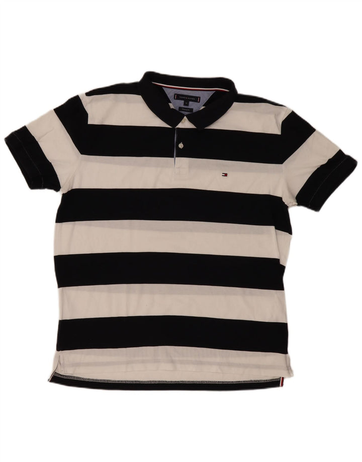 TOMMY HILFIGER Polo de corte regular para hombre XL Algodón a rayas negro