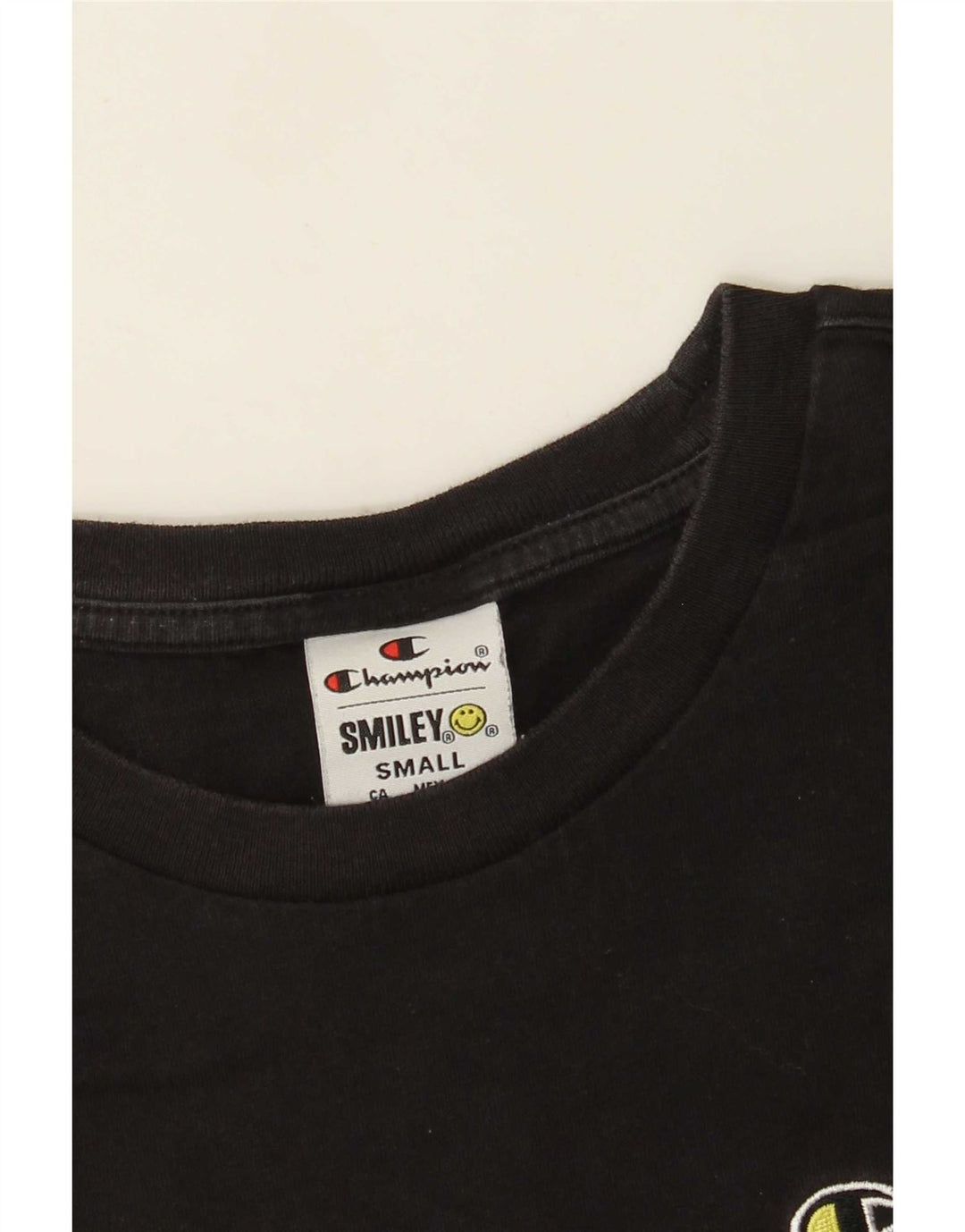 Champion Smiley Camiseta para Hombre Top Pequeño Negro