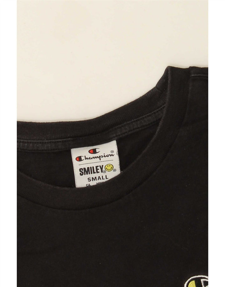 Champion Smiley Camiseta para Hombre Top Pequeño Negro