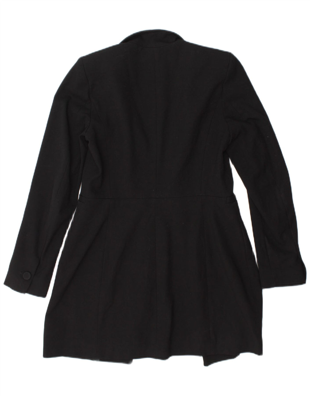Zara Mujer Chaqueta Blazer Larga UK 10 Small Poliéster Negro