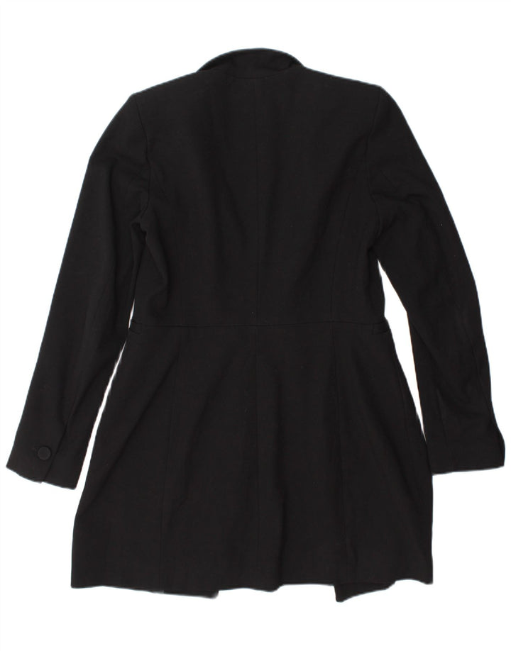 Zara Mujer Chaqueta Blazer Larga UK 10 Small Poliéster Negro