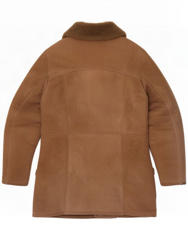 Chaqueta de piel de oveja vintage para hombre UK 36 Small Brown
