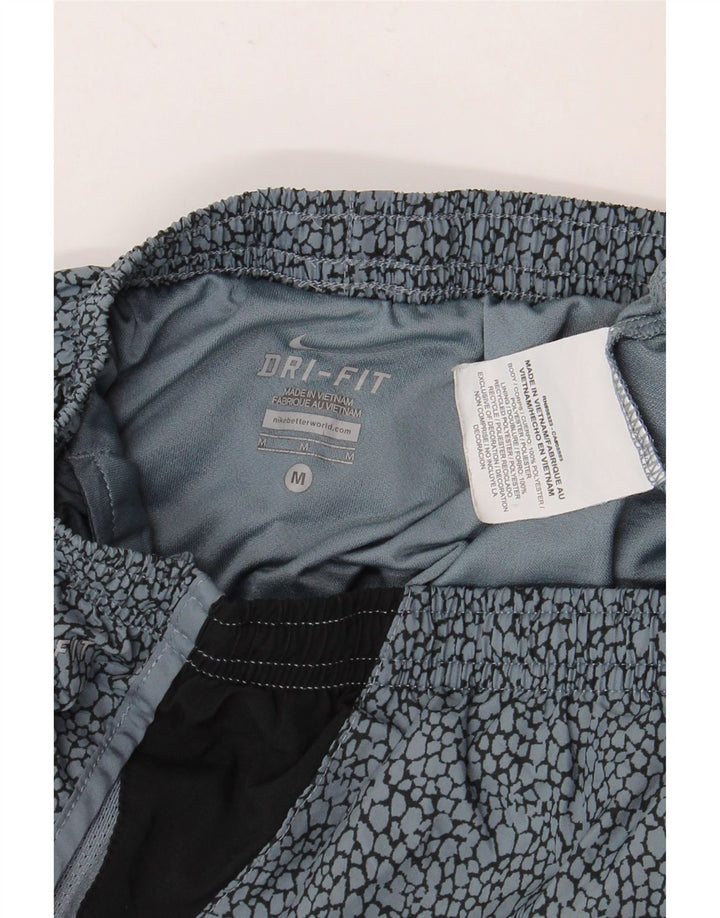 NIKE Pantalones cortos deportivos Dri Fit para mujer UK 40 Azul medio Poliéster con bloques de color