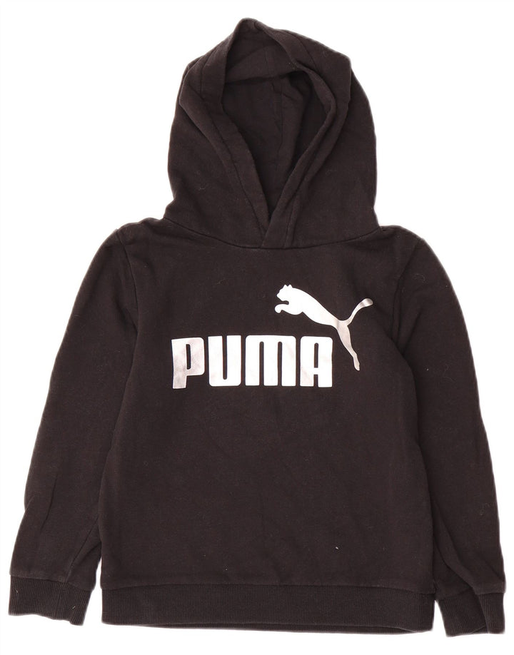 PUMA Sudadera con capucha gráfica para niñas 7-8 años Algodón negro