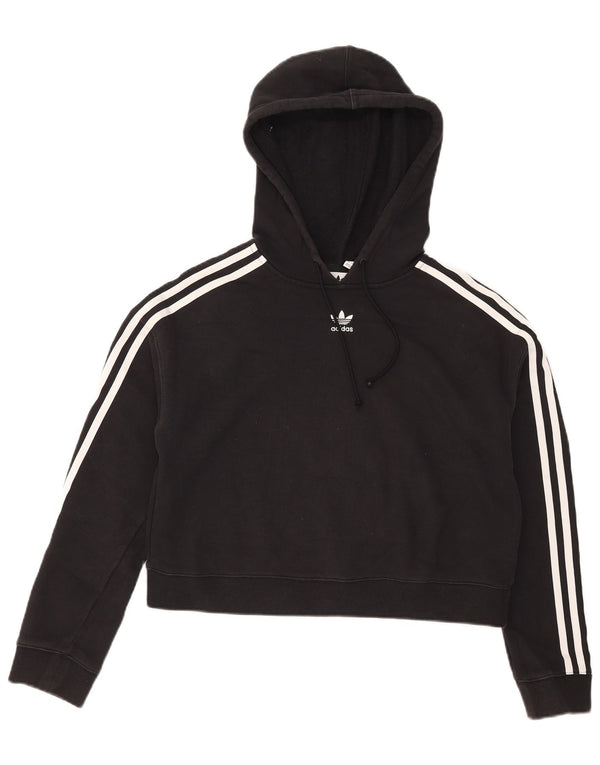 Adidas Womens Crop Oversized Sweatshirt Jumper UK 10 Small Black Cotton