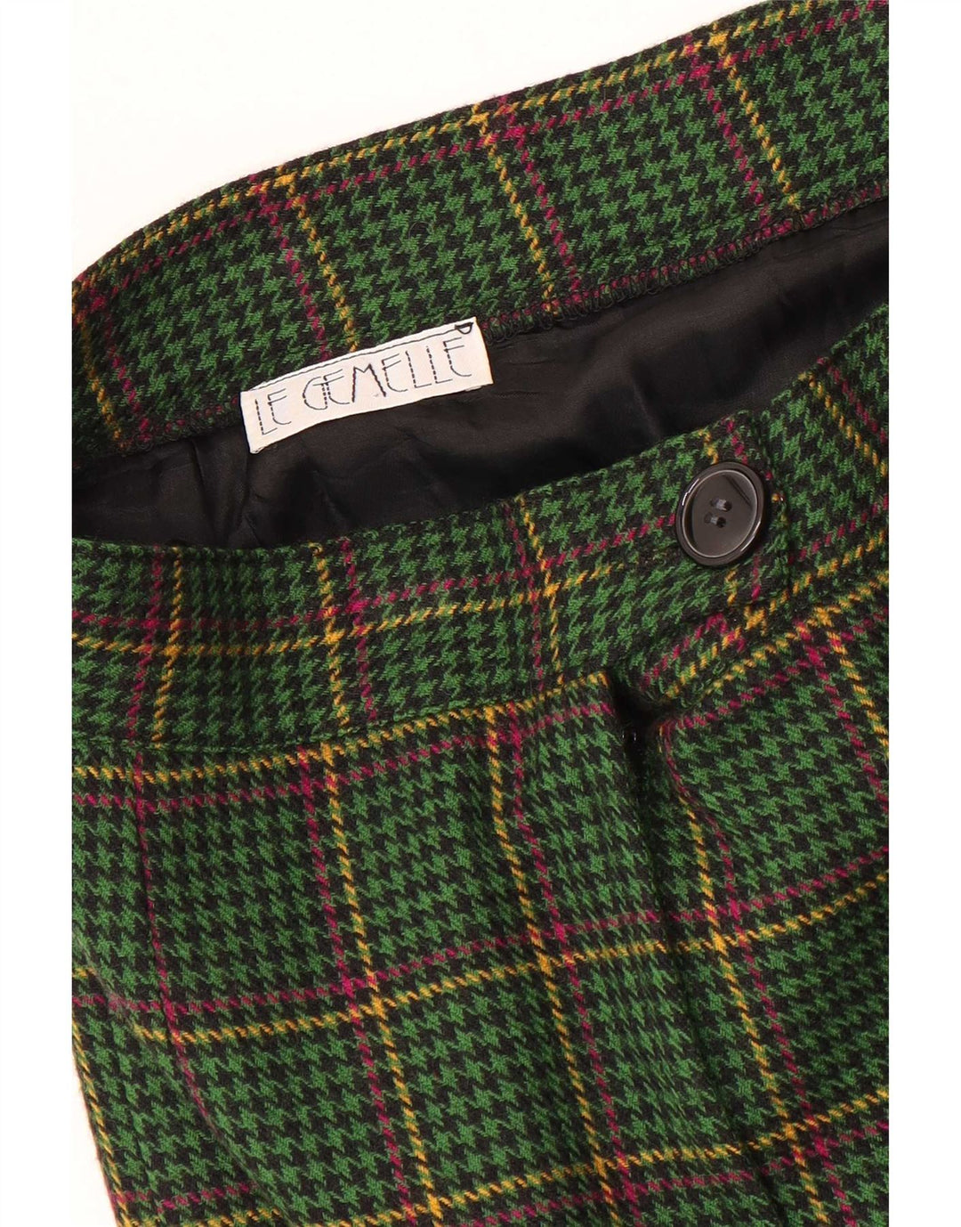Falda recta vintage para mujer W28 pata de gallo verde medio
