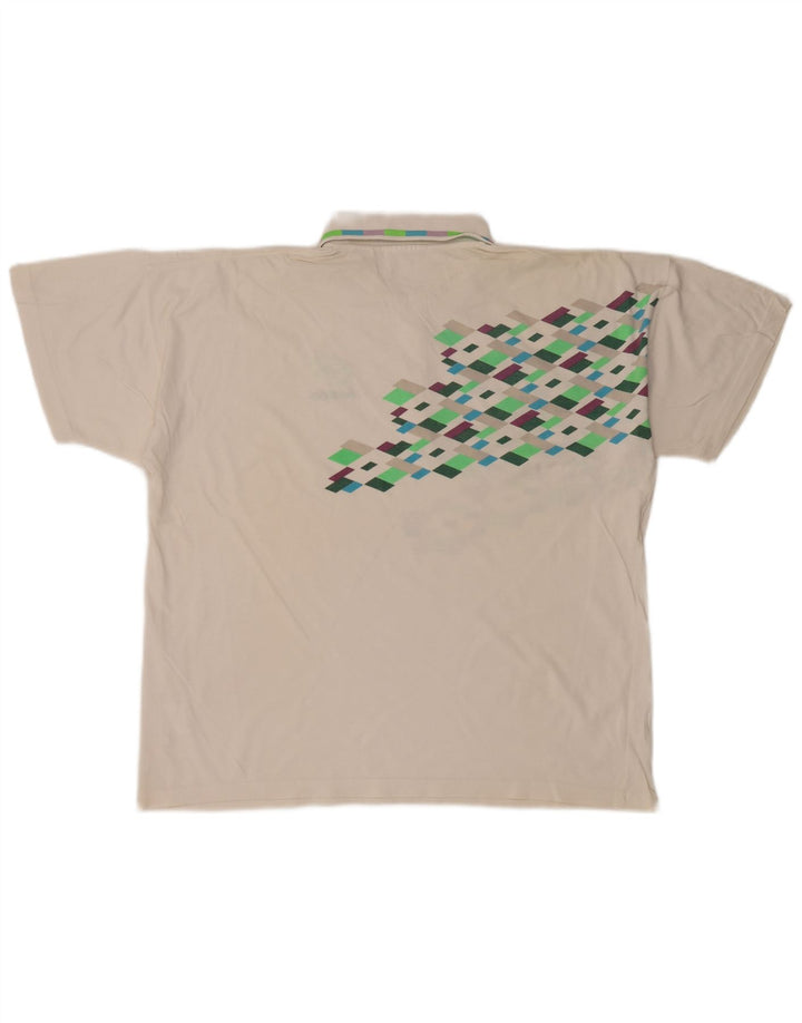 Polo Lotto Hombre Grande Blanco Geométrico